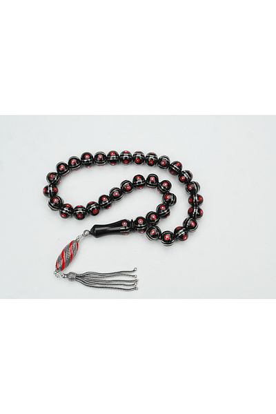 Skygo Oltu Sıkıştırma Oblate Model Alpaca Watermelon Coral Embroidered Rosary
