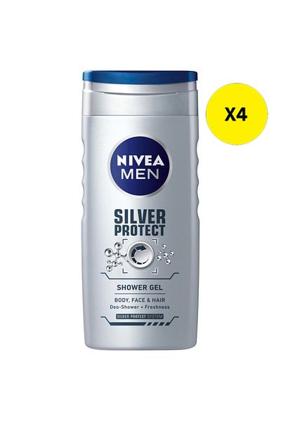 NIVEA X4 - NIVEA SHOWER GEL 500ML MEN SILVER PROTECT