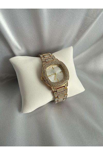 QUARTZ Rhinestone Cord Rhinestone Dial Gold Fashionable Women's Watch