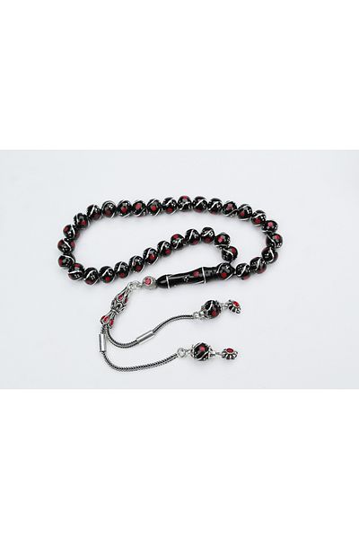 Skygo Oltu Stone Globe Model Triple Fountain Nightingale Red Embroidered Bureaucrat Size Rosary
