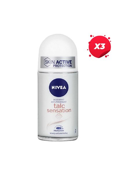 NIVEA X3 - NIVEA ANTIPERSPIRANT ROLL ON 50ML TALC SENSATION