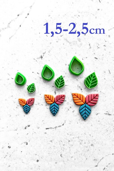 WE3D Mini Yaprak Polimer Kil Seramik Hamuru Damga ve Kalıp Seti 1,5 - 2 - 2,5cm