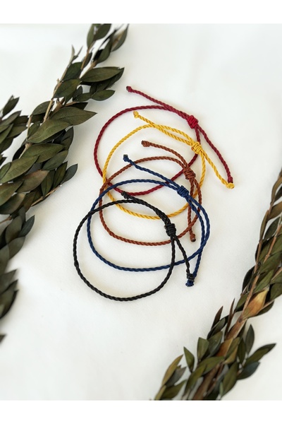 Atölye Merdiven Unisex Makrome Ayarlı 5li Kombin İp Bileklik Seti Hediyelik A...