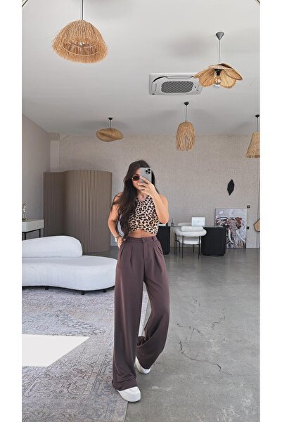 Buket Teke Pantaloni maro pentru relaxare modal