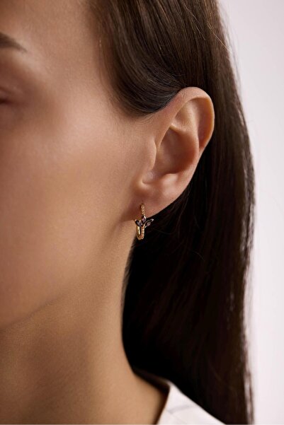 Tufanlar Kuyumculuk 14 Ayar Lotus Taşlı Oval Halka Altın Küpe