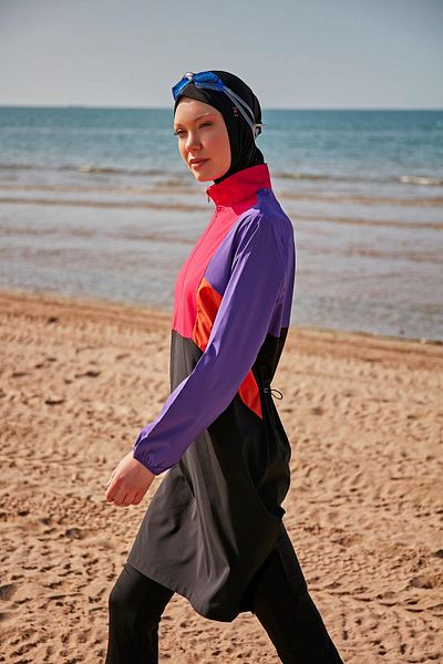 Marina Swimwear Parachute Black Fully Covered Hijab Swimsuit M2312