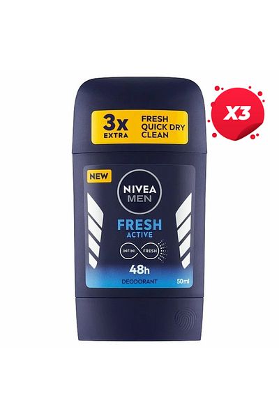 NIVEA X3 - NIVEA ANTIPERSPIRANT STICK 50ML MEN FRESH ACTIVE