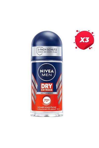 NIVEA X3 - NIVEA ANTIPERSPIRANT ROLL ON 50ML MEN DRY EXTREME