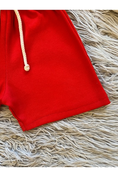 enes baby Cherry Detailed Stretchy Camisole Fabric Shorts Tshirt Set of 2