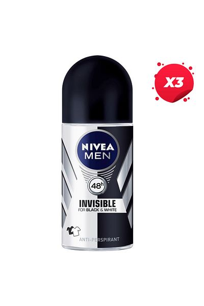 NIVEA X3 - NIVEA ANTIPERSPIRANT ROLL ON 50ML BĂRBAȚI ALB NEGRU INVIZIBIL ORIGINAL