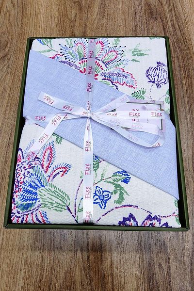 lissehome Adsila Blue Double Pique Set – 100% Cotton, Breathable Fabric
