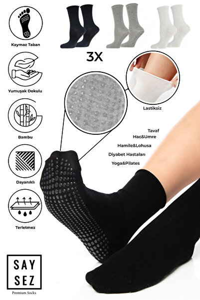 SAYSEZ Bambu Kaydırmaz Taban Silikon Baskı Hac Umre Tavaf Hamile Diyabet Pila...