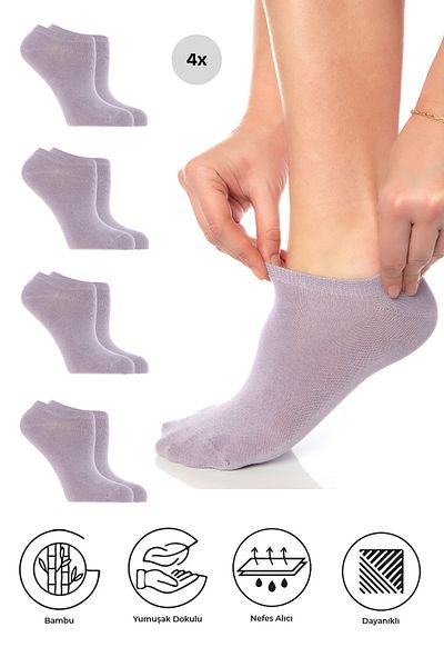 SAYSEZ Bamboo Women's Sneaker Lilac-Purple Socks Seamlesspremium 4 Pack