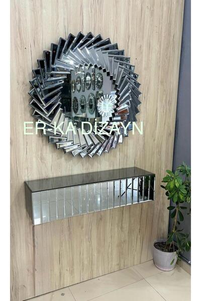 ER-KA DİZAYN Ayna *FÜME* Ultra Lüks Dresuar Petek Üstü Uçan Raf Çekmeceli Dresuar Aynalı Kalorifer Peteği Seti