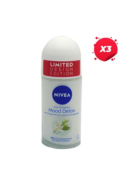 NIVEA X3 - NIVEA ANTIPERSPIRANT ROLL ON 50ML MOOD DETOX
