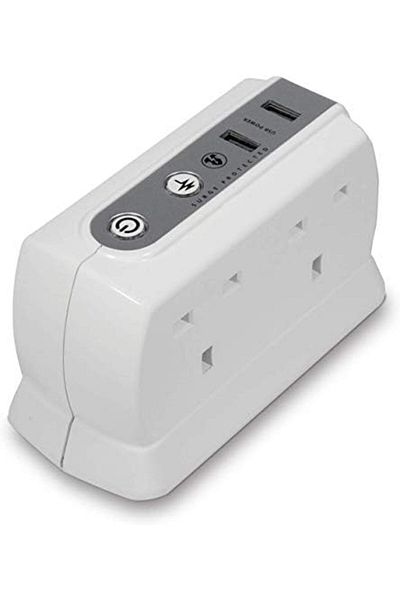 Masterplug Heavy Duty Four Socket Surge Protected Extension Lead with 2 USB Ports, 2 M