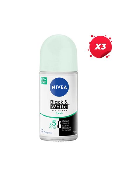 NIVEA X3 - NIVEA ANTIPERSPIRANT ROLL ON 50ML INVISIBLE BW FRESH