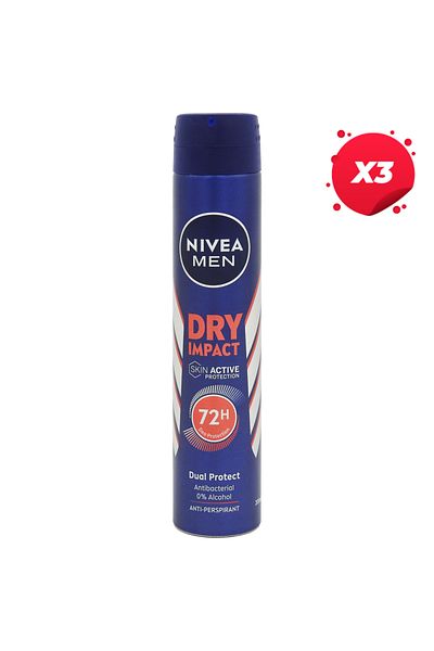 NIVEA X3 - NIVEA ANTIPERSPIRANT DEO 200ML MEN DRY IMPACT