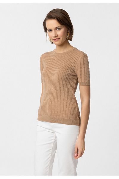 Williot Hanna Women's Mink Slim Fit Thin Cotton Crew Neck Short Sleeve Basic Knitwear T-Shirt