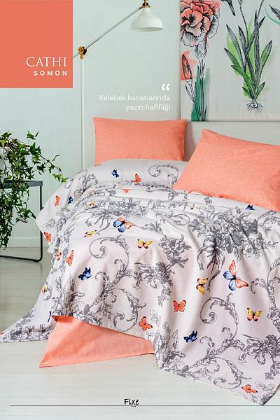lissehome Cathi Salmon Double Pique Set – 100% Cotton, Modern Design