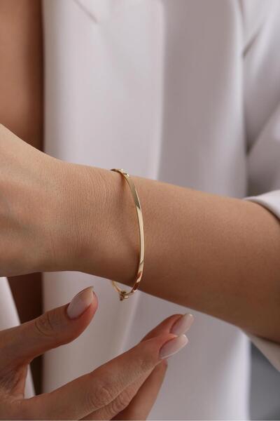 Tufanlar Kuyumculuk 14 Ayar Düz Kelepçe Altın Bilezik