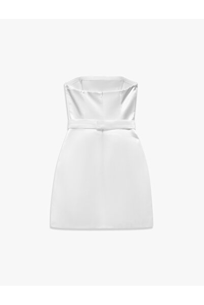Koton Στράπλες Μίνι Slim Fit Φιόγκος Σατέν Φόρεμα σε γραμμή Α