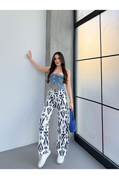 Ozy Fashion Linen Blended Loose Cut Trousers Yeni̇ket-333