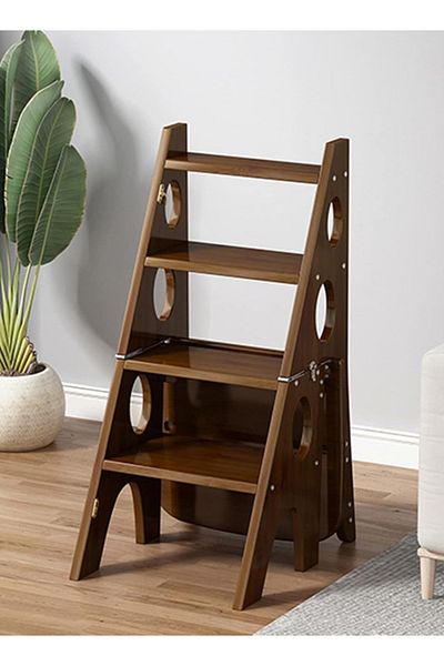 Cady One 2 in 1 Chair and Ladder, Wooden Chair Converts to 4 Step Ladder, Foldable, Heavy Duty, Holds 100kg