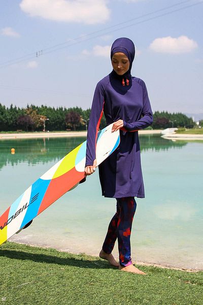 Marina Swimwear 3-Piece Navy Blue Performance Series Fully Covered Hijab Swimsuit M2231