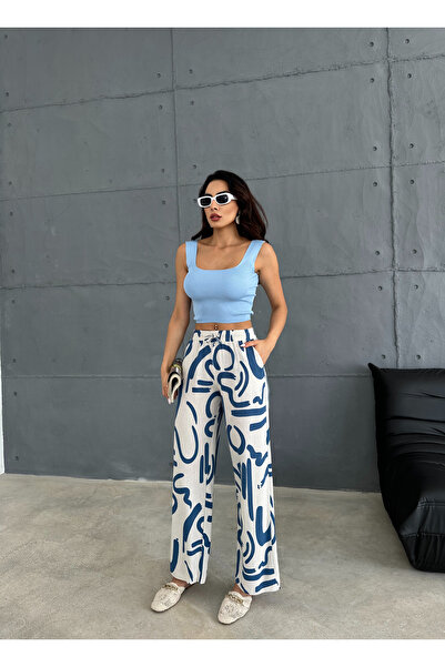 Ozy Fashion Linen Blended Loose Cut Trousers Yeni̇ket-333