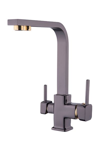 yediyapı Square Model Purified Kitchen Sink Faucet Smoked-Gold