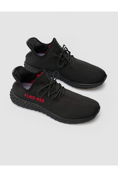 Cabani Adidași pentru bărbați - Motiv cu text, tricotaje negru, cu șireturi