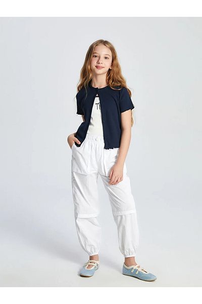 LC Waikiki Lcw Kids White Elastic Waist Basic Girls Jogger Pants