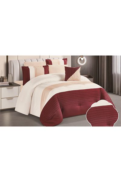Red Rose Double bedspread with a modern striped design and embroidery that adds a touch of elegance, made of microfiber, size 240*260 cm