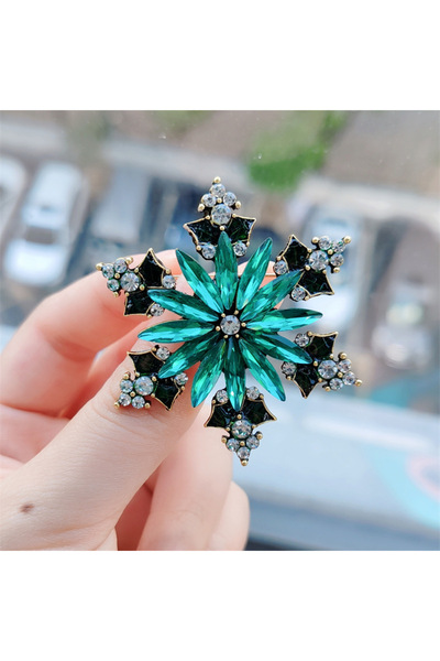 Choice3 بروشيهات ندفة الثلج الخضراء والحمراء للنساء، مرصعة بأحجار الراين، مثا...