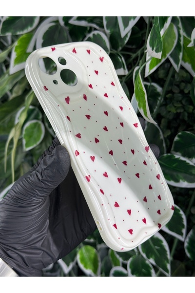 Store IPHONE 15 PLUS / 14 PLUS UYUMLU MİNİ KALP BASKILI DESENLİ SİLİKON KILIF
