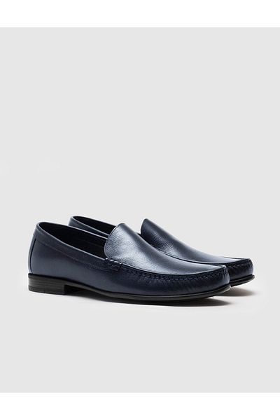 Cabani Genuine Leather Navy Blue Men's Loafer