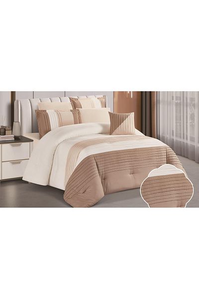 Red Rose Double bedspread with a modern striped design and embroidery that adds a touch of elegance, made of microfiber, size 240*260 cm