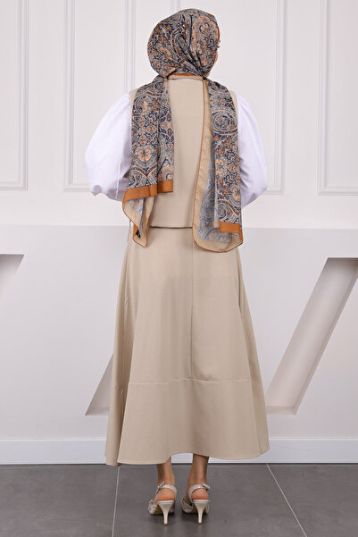 İmajButik Beige Vest Skirt Suit