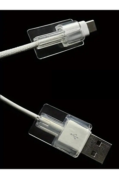KVK PRİVACY Apple-Android Type-C Kabloları İçin Şeffaf Kablo koruyucusu Samsung/Xiaomi 2 adet