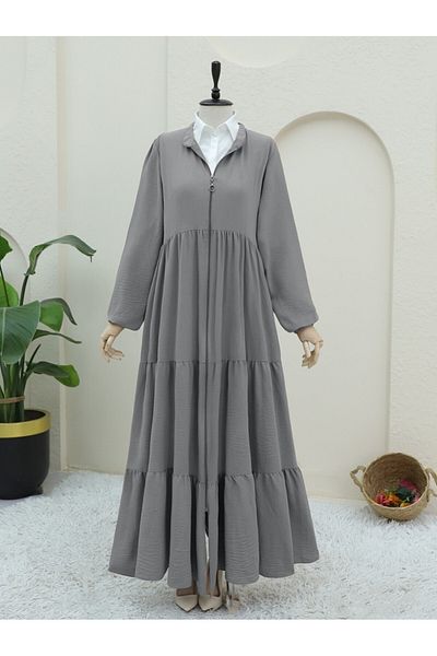 Modamorfo Boydan Zippered Elastic Sleeve Piece Ayrobin Ferace -Light Gray