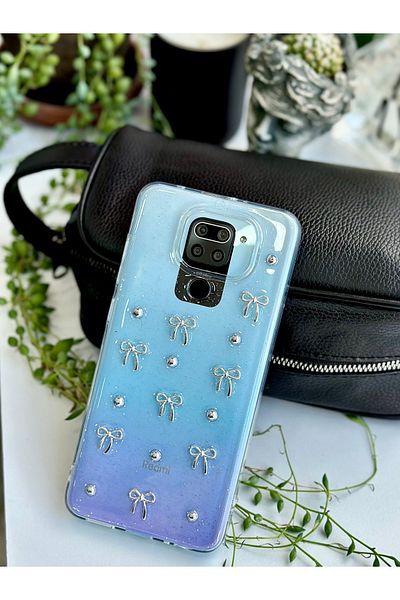 Go Aksesuar جراب سيليكون بتصميم فيونكة صغيرة ثلاثية الأبعاد متوافق مع Redmi Note 9 مع لعبة