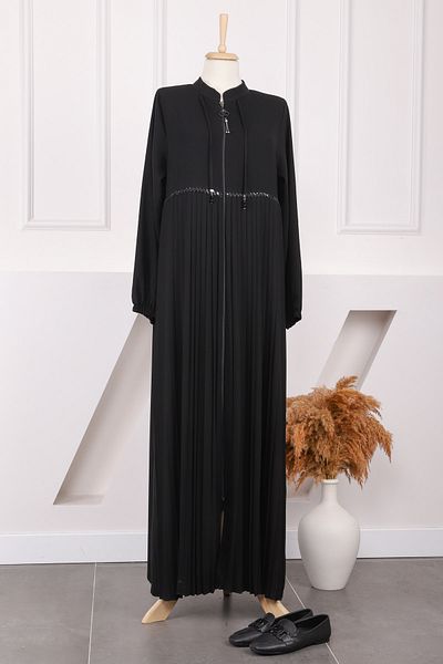 İmajButik Μαύρο μανίκι ελαστικό πλισέ μανίκι