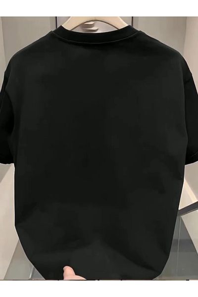 fukuza unisex μαύρο μπλουζάκι casual κομμένο με στάμπα ovarseze