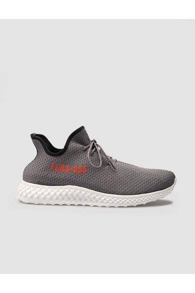 Cabani Text Motif Knitwear Smoked Lace-Up Men's Sports Shoes