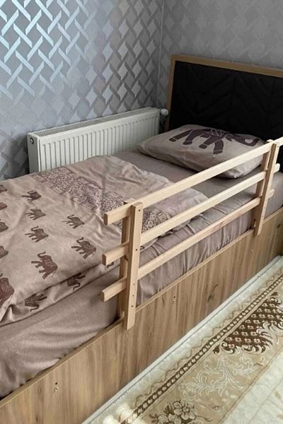 worldofwood 120x45 Wooden Baby Bed Protection Barrier - Guardrail Crib