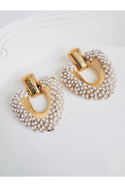 DEVİ fashion Büyük Kalp İnci Küpe 6 cm