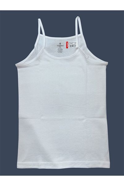 Ceylanoğlu 6-Piece White Girl's Ribbed Strap Undershirt