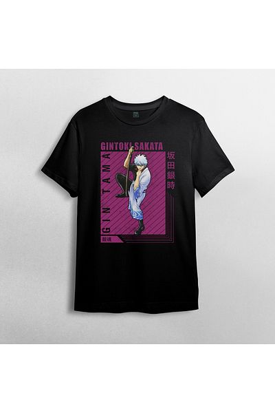 Pixxa Gintama Gin Tama Gintoki Sakata Unisex 100% βαμβακερό μπλουζάκι με λαιμόκοψη μοντέλο 5