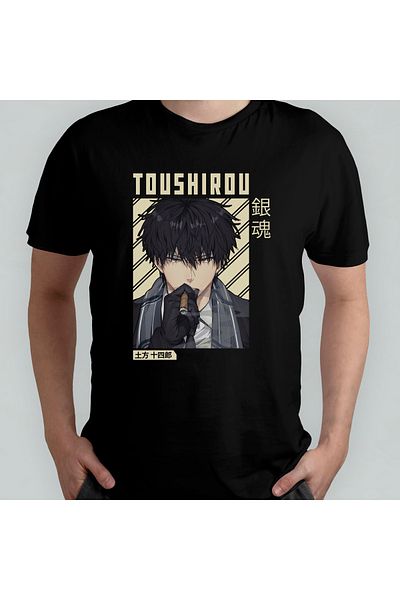 Pixxa Μπλουζάκι Gintama Gin Tama Toushirou Hijikata Unisex 100% βαμβακερό μπλουζάκι με λαιμόκοψη μοντέλο 3